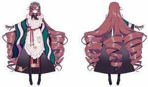Rating: Safe Score: 0 Tags: 1girl apron brown_hair dress drill_hair frills green_eyes image long_hair long_sleeves looking_at_viewer multiple_views ribbon ringlets smile solo standing suiseiseki twin_drills very_long_hair white_apron User: admin
