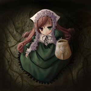 Rating: Safe Score: 0 Tags: 1girl artist_request bangs brown_hair dress frills from_above green_dress green_eyes heterochromia image long_hair long_sleeves looking_at_viewer lowres photoshop_(medium) red_eyes rozen_maiden solo suiseiseki twintails very_long_hair watering_can User: admin