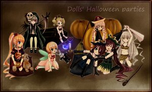 Rating: Safe Score: 0 Tags: blonde_hair cape gloves green_eyes halloween hat image jack-o'-lantern long_hair multiple multiple_girls pumpkin tagme twintails wings witch_hat User: admin
