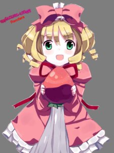 Rating: Safe Score: 0 Tags: 1girl blonde_hair blush bow dress drill_hair food frills green_eyes hina_ichigo hinaichigo image long_sleeves looking_at_viewer open_mouth pink_bow pink_dress smile solo User: admin