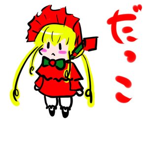 Rating: Safe Score: 0 Tags: 1girl blonde_hair blush bonnet bow bowtie dress image long_hair long_sleeves shinku solo striped User: admin