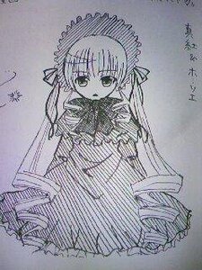 Rating: Safe Score: 0 Tags: 1girl dress hat image long_hair looking_at_viewer monochrome photo shinku solo standing twintails User: admin