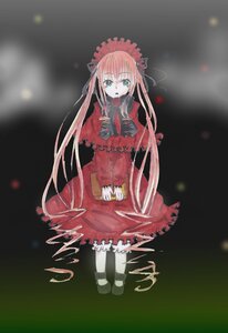 Rating: Safe Score: 0 Tags: 1girl dress full_body green_eyes image long_hair long_sleeves looking_at_viewer pink_hair red_dress ribbon shinku solo standing very_long_hair User: admin