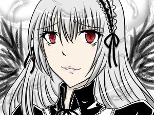 Rating: Safe Score: 0 Tags: 1girl bangs black_ribbon black_wings closed_mouth detached_collar dress feathers frills hairband image long_hair looking_at_viewer portrait red_eyes ribbon silver_hair smile solo suigintou wings User: admin