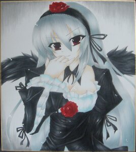 Rating: Safe Score: 0 Tags: 1girl black_dress black_ribbon black_wings breasts cleavage colored_pencil_(medium) detached_collar dress flower frills hairband image long_hair long_sleeves looking_at_viewer marker_(medium) millipen_(medium) pastel_(medium) photo red_eyes red_flower red_rose ribbon rose shikishi silver_hair solo suigintou traditional_media wings User: admin