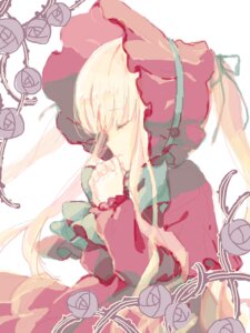 Rating: Safe Score: 0 Tags: 1girl blonde_hair bonnet bow closed_eyes dress flower frills hands_clasped image long_hair long_sleeves own_hands_together pink_flower pink_rose profile red_flower red_rose ribbon rose shinku solo upper_body white_rose User: admin