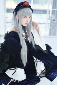 Rating: Safe Score: 0 Tags: 1girl bangs blurry depth_of_field dress flower gothic_lolita hairband lips lolita_fashion long_hair long_sleeves red_eyes sitting solo suigintou User: admin