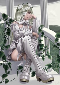 Rating: Safe Score: 0 Tags: 1girl bad_id bad_pixiv_id blonde_hair boots control5 detached_sleeves dress eyepatch flower frills hair_ornament highres image kirakishou leaf long_hair photoshop_(medium) plant rose rozen_maiden sitting solo thigh_boots thighhighs twintails very_long_hair vines white_flower white_footwear white_rose User: admin