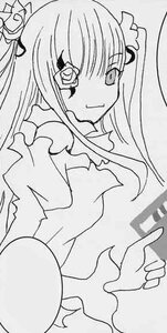 Rating: Safe Score: 0 Tags: 1girl bangs closed_mouth dress eyebrows_visible_through_hair flower frills greyscale hair_ornament image kirakishou long_hair long_sleeves looking_at_viewer monochrome simple_background smile solo traditional_media upper_body User: admin