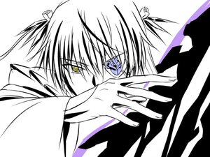 Rating: Safe Score: 0 Tags: 1boy bangs barasuishou eyebrows_visible_through_hair eyepatch fingernails glowing_eye hair_between_eyes hair_ornament heterochromia image looking_at_viewer monochrome simple_background solo spot_color upper_body white_background yellow_eyes User: admin