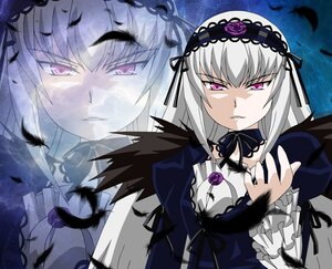 Rating: Safe Score: 0 Tags: 1girl black_feathers black_wings dress feathers flower frills hairband image long_hair long_sleeves looking_at_viewer pink_eyes ribbon silver_hair solo suigintou wings User: admin