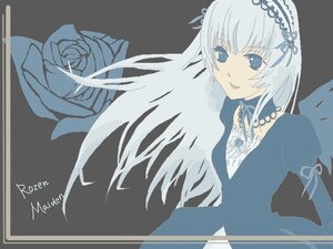 Rating: Safe Score: 0 Tags: 1girl blue_eyes blue_flower blue_rose dress flower hairband image long_hair long_sleeves looking_at_viewer ribbon rose silver_hair simple_background solo suigintou upper_body wings User: admin