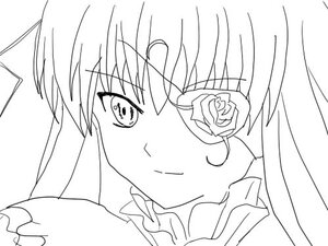 Rating: Safe Score: 0 Tags: 1girl bangs barasuishou closed_mouth eyebrows_visible_through_hair flower greyscale hair_between_eyes image lineart long_hair looking_at_viewer monochrome rose simple_background smile solo white_background User: admin