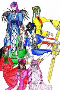 Rating: Safe Score: 0 Tags: 6+girls bow brown_hair dress frills glasses green_hair hair_ribbon hat image kamui_gakupo kanaria long_hair long_sleeves multiple multiple_girls patchouli_knowledge purple_hair ribbon short_hair souseiseki suigintou suiseiseki tagme top_hat twintails very_long_hair wings User: admin