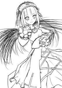 Rating: Safe Score: 0 Tags: 1girl blush dress eyebrows_visible_through_hair frills greyscale hairband image lolita_hairband long_hair looking_at_viewer monochrome open_mouth simple_background sketch smile solo suigintou very_long_hair white_background User: admin