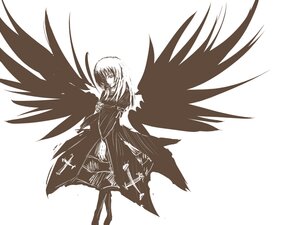 Rating: Safe Score: 0 Tags: 1girl full_body greyscale image long_sleeves monochrome simple_background solo standing striped suigintou white_background wings User: admin