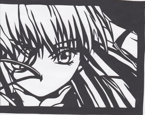 Rating: Safe Score: 0 Tags: 1girl bangs barasuishou close-up face greyscale image looking_at_viewer monochrome simple_background solo traditional_media white_background User: admin
