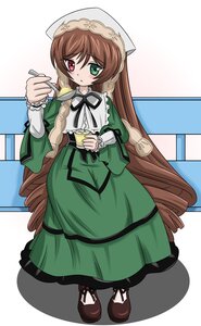 Rating: Safe Score: 0 Tags: 1girl brown_hair dress drill_hair frills full_body green_dress green_eyes heterochromia image long_hair long_sleeves red_eyes solo suiseiseki twin_drills very_long_hair User: admin