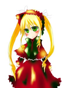 Rating: Safe Score: 0 Tags: 1girl blonde_hair blush bow bowtie capelet dress frills green_eyes image long_hair long_sleeves looking_at_viewer red_dress shinku simple_background solo twintails white_background User: admin