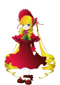 Rating: Safe Score: 0 Tags: 1girl blonde_hair blue_eyes bonnet bow bowtie dress full_body green_bow green_neckwear image long_hair long_sleeves looking_at_viewer red_dress shinku shoes simple_background solo standing twintails very_long_hair white_background white_legwear User: admin