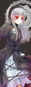Rating: Safe Score: 0 Tags: 1girl black_ribbon cross-laced_clothes dress frills gothic_lolita hairband image juliet_sleeves lolita_fashion long_hair long_sleeves looking_at_viewer puffy_sleeves red_eyes ribbon rose silver_hair solo suigintou User: admin