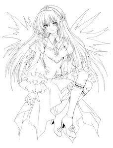 Rating: Safe Score: 0 Tags: 1girl blush dress eyebrows_visible_through_hair flower frills full_body greyscale hairband image juliet_sleeves kneehighs long_hair long_sleeves looking_at_viewer monochrome ribbon sitting solo striped suigintou very_long_hair wings User: admin
