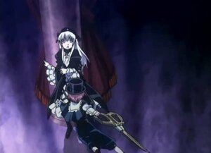 Rating: Safe Score: 0 Tags: cape dress gothic_lolita hat holding image long_hair long_sleeves multiple_girls pair solo souseiseki standing suigintou thighhighs weapon zettai_ryouiki User: admin