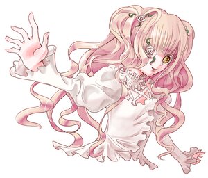 Rating: Safe Score: 0 Tags: 1girl blonde_hair dress eyepatch flower frills hair_flower hair_ornament image kirakishou long_hair long_sleeves outstretched_hand pink_hair rose solo striped striped_background thorns vertical_stripes wavy_hair User: admin