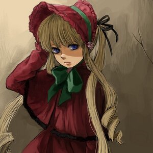 Rating: Safe Score: 0 Tags: 1girl blonde_hair blue_eyes bonnet bow bowtie capelet dress drill_hair flower green_bow green_neckwear image long_hair long_sleeves looking_at_viewer red_capelet red_dress rose shinku solo twin_drills upper_body very_long_hair User: admin