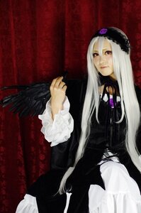 Rating: Safe Score: 0 Tags: 1girl black_wings dress feathers flower frills gothic_lolita hairband long_hair long_sleeves looking_at_viewer red_eyes rose solo suigintou very_long_hair white_hair wings User: admin