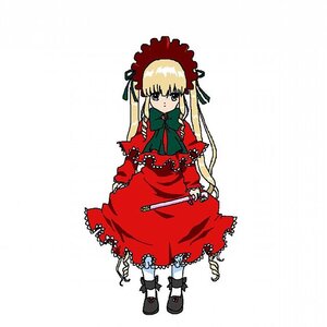 Rating: Safe Score: 0 Tags: 1girl blonde_hair blue_eyes bonnet bow bowtie capelet dress full_body green_bow green_neckwear image long_hair long_sleeves looking_at_viewer red_dress shinku shoes sidelocks simple_background solo standing very_long_hair white_background User: admin