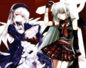 Rating: Safe Score: 0 Tags: 2girls belt black_wings cross eyepatch frills hairband image jewelry kirakishou lolita_fashion long_hair long_sleeves looking_at_viewer multiple_girls pair ribbon skirt smile suigintou white_hair wings User: admin