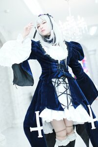 Rating: Safe Score: 0 Tags: 1girl boots closed_eyes dress frills gothic_lolita hairband lolita_fashion long_hair long_sleeves puffy_sleeves solo standing suigintou thighhighs User: admin