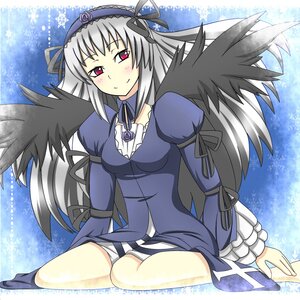 Rating: Safe Score: 0 Tags: 1girl auto_tagged black_wings blush dress flower frills hairband image juliet_sleeves long_hair long_sleeves looking_at_viewer pink_eyes puffy_sleeves ribbon rose silver_hair sitting smile solo suigintou wings User: admin