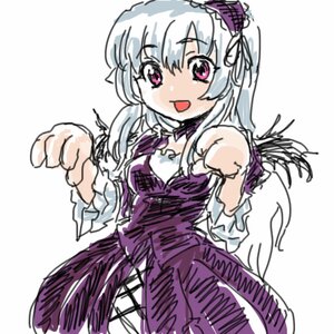 Rating: Safe Score: 0 Tags: 1girl :d dress flower hairband image lolita_hairband long_hair long_sleeves looking_at_viewer open_mouth pink_eyes purple_dress smile solo striped suigintou white_background white_hair User: admin