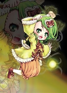 Rating: Safe Score: 0 Tags: 1girl bloomers blush dress frills full_body green_eyes green_hair hat image kanaria long_sleeves open_mouth ribbon shoes smile solo standing wide_sleeves User: admin