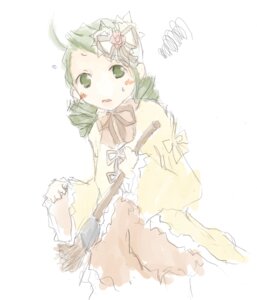 Rating: Safe Score: 0 Tags: 1girl :o bow cowboy_shot dress drill_hair frills fur_trim green_eyes green_hair image kanaria long_sleeves looking_at_viewer ribbon simple_background solo striped white_background User: admin
