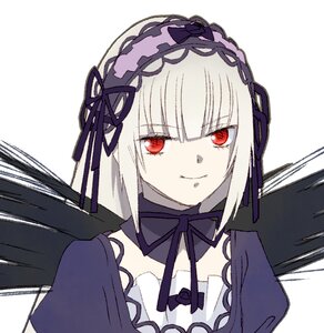 Rating: Safe Score: 0 Tags: 1girl bangs black_ribbon closed_mouth detached_collar dress frills image long_hair long_sleeves looking_at_viewer red_eyes ribbon silver_hair simple_background smile solo suigintou upper_body white_background wings User: admin