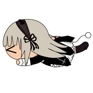 Rating: Safe Score: 0 Tags: 1girl black_legwear chibi hair_ribbon hairband image long_hair ribbon simple_background solo striped suigintou thighhighs white_background User: admin