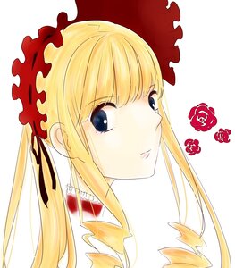 Rating: Safe Score: 0 Tags: 1girl bangs blonde_hair blue_eyes bow drill_hair eyebrows_visible_through_hair face flower hair_ribbon image long_hair looking_at_viewer portrait rose shinku simple_background solo striped striped_background twin_drills twintails white_background User: admin