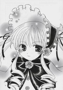 Rating: Safe Score: 0 Tags: 1girl blush bonnet drill_hair flower greyscale image long_hair looking_at_viewer marker_(medium) monochrome ringlets rose shinku smile solo traditional_media twin_drills twintails User: admin