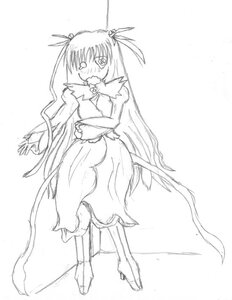 Rating: Safe Score: 0 Tags: 1girl barasuishou blush boots dress full_body image kaname_madoka long_hair monochrome simple_background solo standing striped thighhighs very_long_hair white_background User: admin