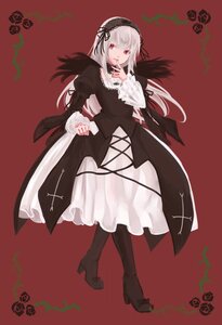 Rating: Safe Score: 0 Tags: 1girl black_footwear boots dress flower frills full_body hairband high_heel_boots high_heels image long_hair long_sleeves looking_at_viewer red_background red_eyes red_flower red_rose rose silver_hair simple_background solo standing suigintou wings User: admin