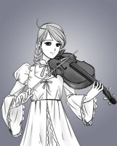 Rating: Safe Score: 0 Tags: 1girl ahoge bow_(instrument) dress frills greyscale holding_instrument image instrument juliet_sleeves kanaria long_sleeves monochrome music playing_instrument puffy_sleeves ribbon solo violin User: admin