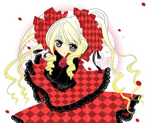 Rating: Safe Score: 0 Tags: 1girl argyle argyle_background blonde_hair blue_eyes bow checkered checkered_background checkered_floor dress drill_hair flower image long_hair looking_at_viewer rose shinku solo twin_drills twintails User: admin