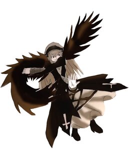 Rating: Safe Score: 0 Tags: 1girl bangs black_footwear black_wings boots closed_mouth dress eyebrows_visible_through_hair full_body grey_hair hair_between_eyes image long_sleeves looking_at_viewer smile solo striped suigintou white_background wide_sleeves wings User: admin