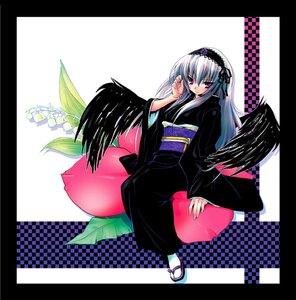 Rating: Safe Score: 0 Tags: 1girl argyle argyle_background black_border black_wings checkered checkered_background checkered_floor flower full_body hairband image japanese_clothes kimono letterboxed lolita_hairband long_hair long_sleeves looking_at_viewer pillarboxed purple_eyes sandals silver_hair sitting solo suigintou tabi windowboxed wings User: admin