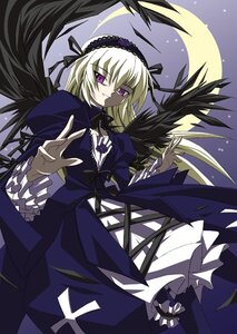 Rating: Safe Score: 0 Tags: 1girl black_wings dress frills full_moon hairband image lolita_hairband long_hair long_sleeves looking_at_viewer moon night sky solo suigintou very_long_hair wings User: admin