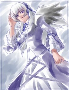 Rating: Safe Score: 0 Tags: 1girl black_wings dress frills image juliet_sleeves long_hair long_sleeves pink_eyes puffy_sleeves ribbon silver_hair solo standing suigintou wings User: admin