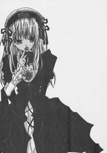 Rating: Safe Score: 0 Tags: 1girl dress flower frills greyscale hairband image long_hair long_sleeves looking_at_viewer monochrome rose solo suigintou User: admin